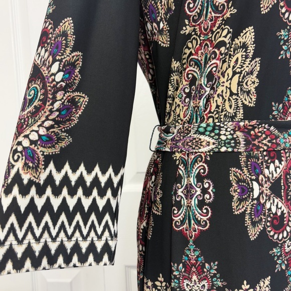 NWT DM Collection Black Multi Print Jeraldeen Jersey Shirt Dress 8 - Picture 10 of 16